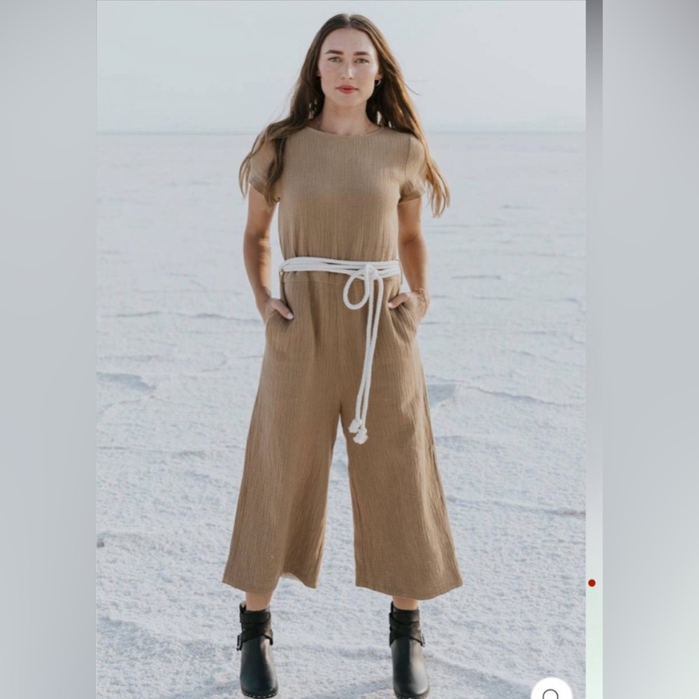 Salt by Roolee Wide Cropped Leg Jumpsuit with Rope Belt